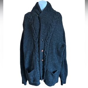 Vintage GANT Hand Framed Wool Blend Men’s Cardigan L Heavy Cable Knit Sweater